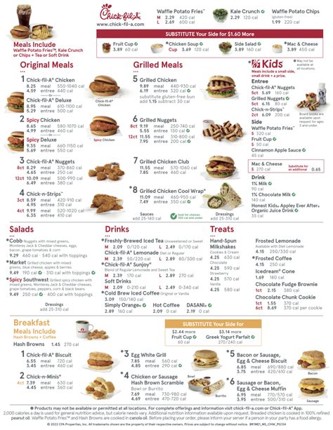 chick fil a drive thru menu